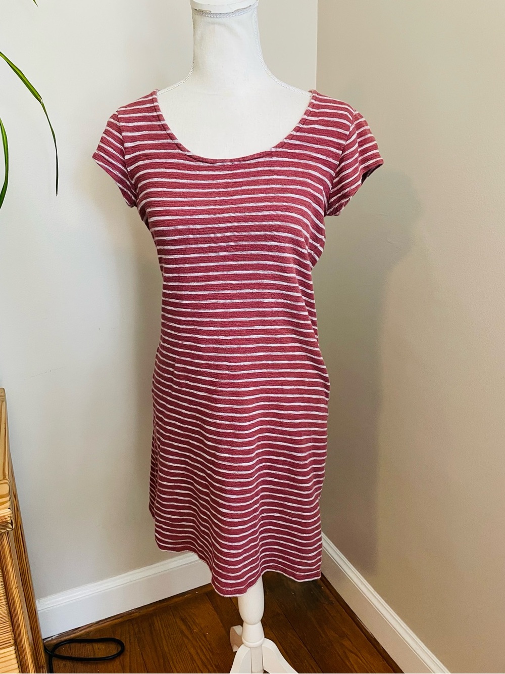 Garnet Hill Ribbed Knit 100% Cotton Dress